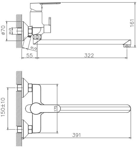Смеситель для ванны Haiba HB22557-8, белый Смеситель для ванны Haiba HB22557-8, белый