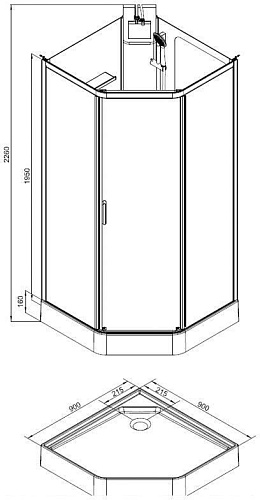 Душевая кабина Aquanet Passion P 90x90, прозрачное стекло Душевая кабина Aquanet Passion P 90x90, прозрачное стекло