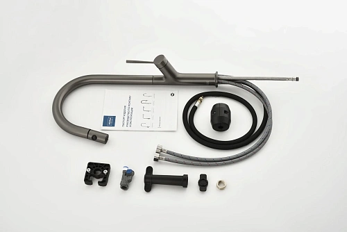 Смеситель для кухни AQUAme Cucina AQM9905GM с выдвижным изливом, с подключением к фильтру с питьевой водой, металл Смеситель для кухни AQUAme Cucina AQM9905GM с выдвижным изливом, с подключением к фильтру с питьевой водой, металл