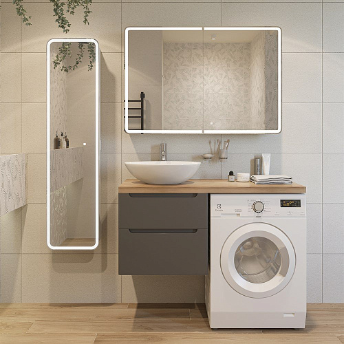 Тумба с раковиной STWORKI Берген 60 серая со светлой столешницей 122, Moduo 55 Leaf, R 549664 Тумба с раковиной STWORKI Берген 60 серая со светлой столешницей 122, Moduo 55 Leaf, R 549664