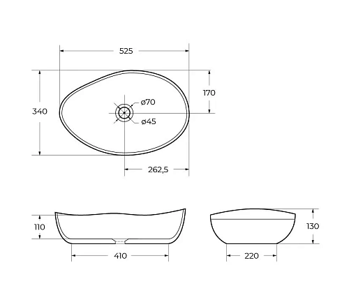 Раковина BelBagno BB1362 525x340 белый Раковина BelBagno BB1362 525x340 белый