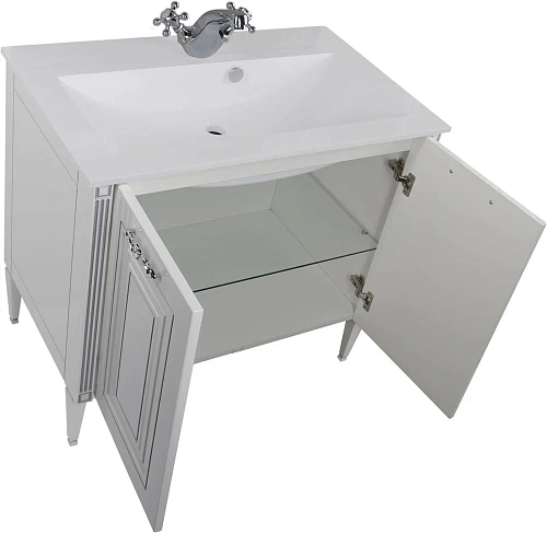 Тумба под раковину Aquanet Паола 90 белый/серебро 00181762 Тумба под раковину Aquanet Паола 90 белый/серебро 00181762