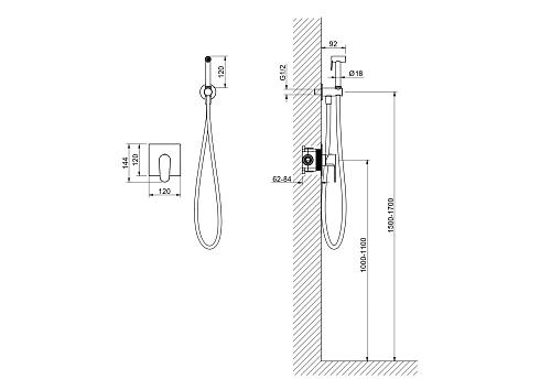 Гигиенический душ Aquatek ОБЕРОН AQ1219CR Хром, встраиваемый Гигиенический душ Aquatek ОБЕРОН AQ1219CR Хром, встраиваемый