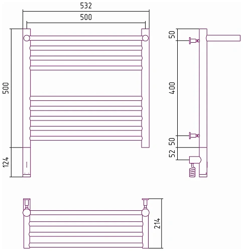 Полотенцесушитель электрический Сунержа Богема с полкой 3.0 500х500 / МЭМ левый 31-5806-5050 Матовый Полотенцесушитель электрический Сунержа Богема с полкой 3.0 500х500 / МЭМ левый 31-5806-5050 Матовый
