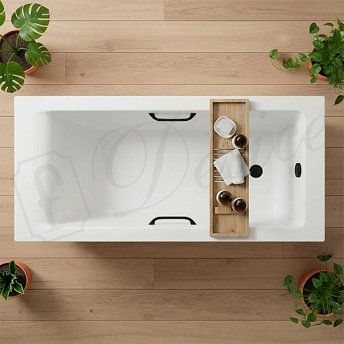 Ванна из искусственного камня Delice Diapason 165х70 DLR330017RB-G глянцевая с черными ручками Ванна из искусственного камня Delice Diapason 165х70 DLR330017RB-G глянцевая с черными ручками