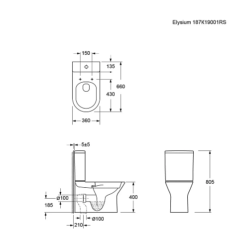 Унитаз напольный Ambassador Elysium 187K19001RS (660x360x810) безободковый, с тонкой крышкой Унитаз напольный Ambassador Elysium 187K19001RS (660x360x810) безободковый, с тонкой крышкой