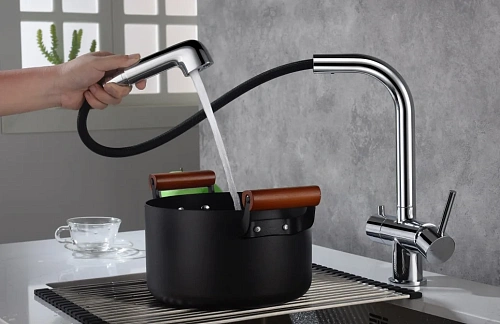 Смеситель для кухни Timo Saona 2346/00FL с подключением фильтра и выдвижной лейкой хром Смеситель для кухни Timo Saona 2346/00FL с подключением фильтра и выдвижной лейкой хром