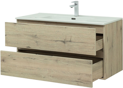 Тумба под раковину Aquanet Алвита New 100 2 ящика, дуб веллингтон белый 00277521 Тумба под раковину Aquanet Алвита New 100 2 ящика, дуб веллингтон белый 00277521