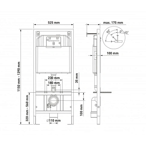 Комплект унитаза BERGES EGO Black Rimless с инсталляцией NOVUM, кнопка L5, сидение Toma Black Slim S 045215 Комплект унитаза BERGES EGO Black Rimless с инсталляцией NOVUM, кнопка L5, сидение Toma Black Slim S 045215