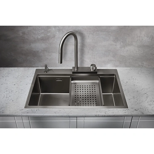 Кухонная мойка Milacio Denia 75 Steel (MC.77429) сталь воронёная Кухонная мойка Milacio Denia 75 Steel (MC.77429) сталь воронёная