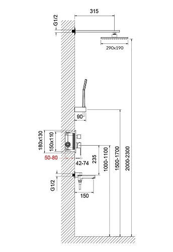 Душевая система Timo Selene SX-3069/00SM встраиваемая (1013) хром Душевая система Timo Selene SX-3069/00SM встраиваемая (1013) хром