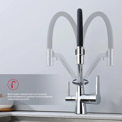 Смеситель для кухни Raglo R80.62 с гибким изливом с подключением к фильтру, хром Смеситель для кухни Raglo R80.62 с гибким изливом с подключением к фильтру, хром