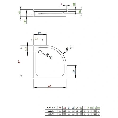 Душевой поддон Radaway Siros A800 SBA8817-1 80x80 Душевой поддон Radaway Siros A800 SBA8817-1 80x80