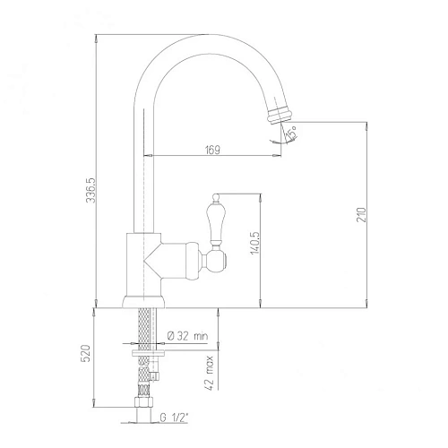 Смеситель для кухни Paini Duomo 88CR572L1US1KM удлиненный излив Смеситель для кухни Paini Duomo 88CR572L1US1KM удлиненный излив