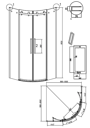 Душевой уголок GROSSMAN Classic 301.K33.04.9090.10.00 (90x90x195) полукруг,раздвиж,хром, стекло прозрачное Душевой уголок GROSSMAN Classic 301.K33.04.9090.10.00 (90x90x195) полукруг,раздвиж,хром, стекло прозрачное