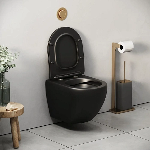 Унитаз подвесной GROSSMAN GR-4455BMS Color 490x370x360 черный матовый безободковый с тонкой крышкой Унитаз подвесной GROSSMAN GR-4455BMS Color 490x370x360 черный матовый безободковый с тонкой крышкой