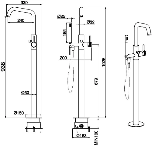 Смеситель для ванны Allen Brau Priority 5.31008-MG (с внутренней частью) графит брашированный Смеситель для ванны Allen Brau Priority 5.31008-MG (с внутренней частью) графит брашированный
