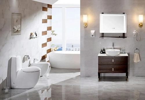 Унитаз напольный CeramaLux 2451 с сиденьем Унитаз напольный CeramaLux 2451 с сиденьем