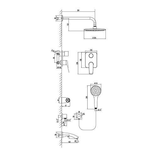 Душевая система Lemark Bronx LM3722MW встраиваемая, белый/матовый Душевая система Lemark Bronx LM3722MW встраиваемая, белый/матовый