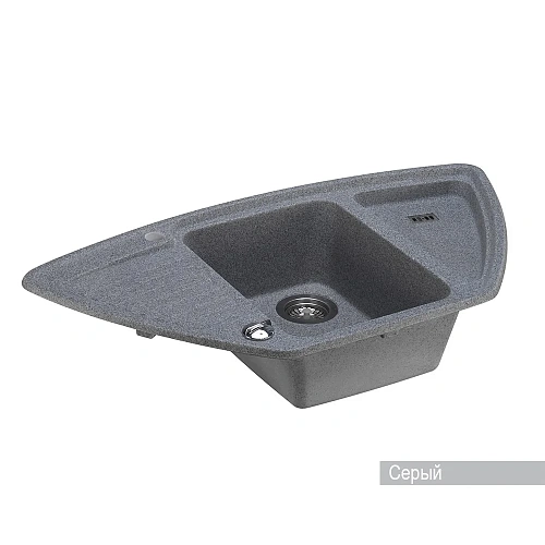 Кухонная мойка Aquaton Лория 1A715032LR230 из литого мрамора, угловая, серая Кухонная мойка Aquaton Лория 1A715032LR230 из литого мрамора, угловая, серая
