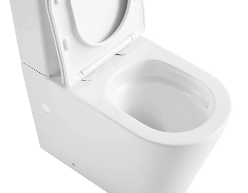 Унитаз напольный ABBER Bequem AC1112TMW компакт белый матовый, безободковый, смыв торнадо с крышкой микролифт Унитаз напольный ABBER Bequem AC1112TMW компакт белый матовый, безободковый, смыв торнадо с крышкой микролифт