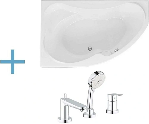 Акриловая ванна Aquanet Capri 160x100 L (каркас + смеситель Grohe BauEdge 2511700A) 00203911 + 00179147 + 00240613 Акриловая ванна Aquanet Capri 160x100 L (каркас + смеситель Grohe BauEdge 2511700A) 00203911 + 00179147 + 00240613