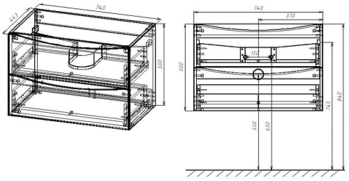 Тумба под раковину Vincea Mia 750 подвесная, 2 выкатных ящика soft close, V.Oak VMC-2MA750VO Тумба под раковину Vincea Mia 750 подвесная, 2 выкатных ящика soft close, V.Oak VMC-2MA750VO