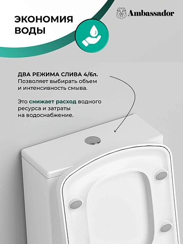 Унитаз напольный Ambassador Kingston 147K19001RS (650x360x810) безободковый, с тонкой крышкой Унитаз напольный Ambassador Kingston 147K19001RS (650x360x810) безободковый, с тонкой крышкой