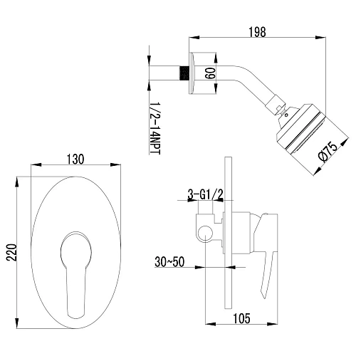 Смеситель для душа Lemark Atlantiss LM3220C встраиваемый, хром Смеситель для душа Lemark Atlantiss LM3220C встраиваемый, хром