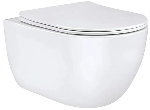 Унитаз подвесной Vincea Evo VT1-34 безободковый, белый, ультратонкое soft-close сиденье Унитаз подвесной Vincea Evo VT1-34 безободковый, белый, ультратонкое soft-close сиденье