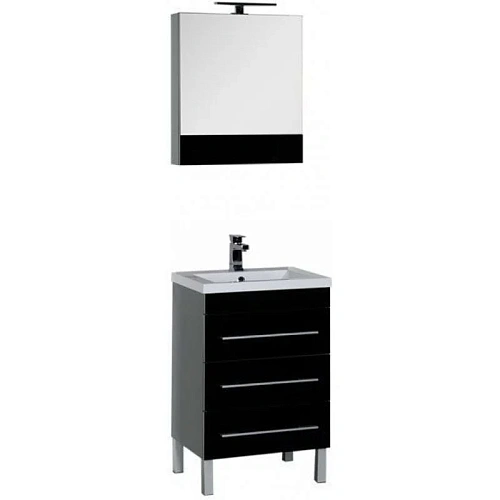 Комплект мебели Aquanet Верона NEW 58 черный (напольный 3 ящика) 00230311 Комплект мебели Aquanet Верона NEW 58 черный (напольный 3 ящика) 00230311