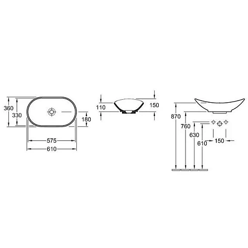 Раковина накладная Villeroy & Boch My Nature 67 x 43 см CeramicPlus 411060R1 Раковина накладная Villeroy & Boch My Nature 67 x 43 см CeramicPlus 411060R1