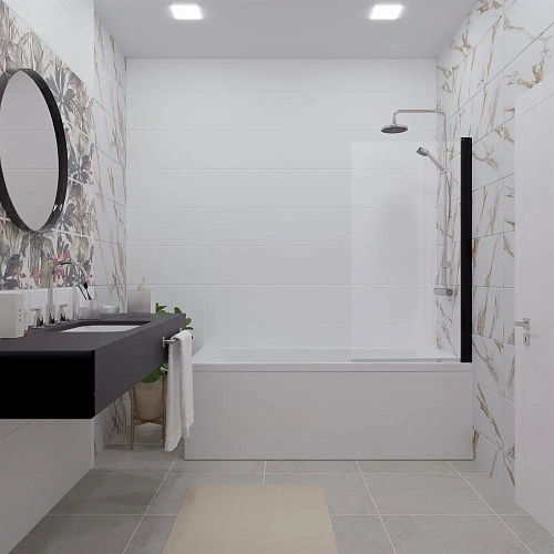 Шторка на ванну DIWO Анапа распашная 75х140, профиль черный матовый 569212 Шторка на ванну DIWO Анапа распашная 75х140, профиль черный матовый 569212