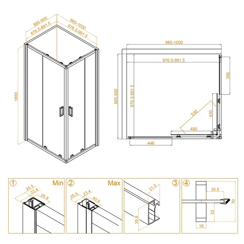 Душевой уголок RGW CL-44B 900x1000 мм 32094490-14 черный Easy Clean Душевой уголок RGW CL-44B 900x1000 мм 32094490-14 черный Easy Clean