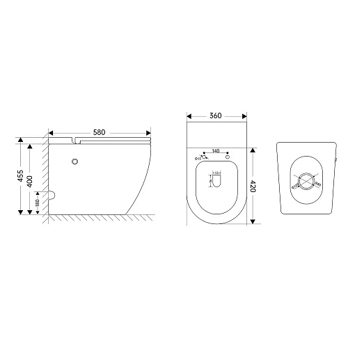 Унитаз приставной ABBER Bequem AC1115PMB черный матовый с импульсным смывом Унитаз приставной ABBER Bequem AC1115PMB черный матовый с импульсным смывом