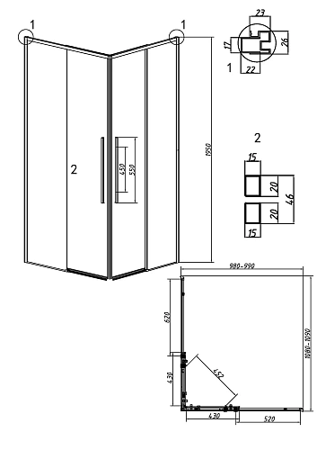 Душевой уголок GROSSMAN Galaxy 1/2.K33.01.11.42.00-1/2.K33.01.10.42.00 (110х100х195) раздвижная,графит сатин,стекло прозрачное Душевой уголок GROSSMAN Galaxy 1/2.K33.01.11.42.00-1/2.K33.01.10.42.00 (110х100х195) раздвижная,графит сатин,стекло прозрачное