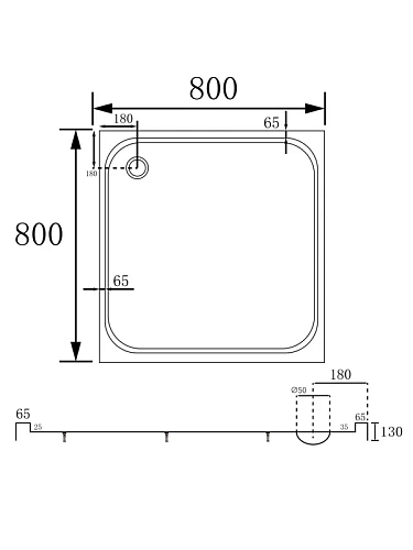 Душевой поддон ABBER AD3D080 80х80 квадратный, акриловый, белый Душевой поддон ABBER AD3D080 80х80 квадратный, акриловый, белый