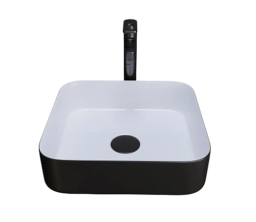 Раковина GROSSMAN Color GR-4042BW (385x385x140) черная белая внутри Раковина GROSSMAN Color GR-4042BW (385x385x140) черная белая внутри