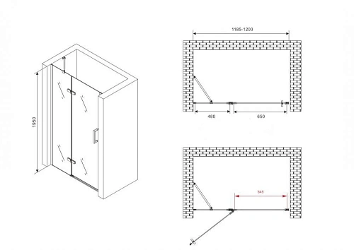 Душевая дверь ABBER Zart AG08120B 120 см универсальная, профиль черный, стекло прозрачное Душевая дверь ABBER Zart AG08120B 120 см универсальная, профиль черный, стекло прозрачное