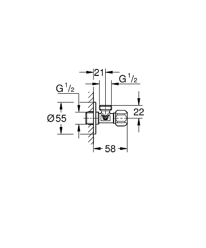 Вентиль угловой 1/2 дюйма GROHE хром (22032000) Вентиль угловой 1/2 дюйма GROHE хром (22032000)