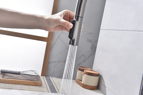 Смеситель для кухни Paulmark Universal вороненая сталь Un213880-GM Смеситель для кухни Paulmark Universal вороненая сталь Un213880-GM