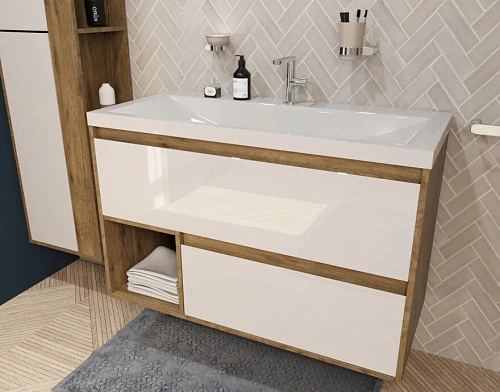 Тумба с раковиной Эстет Monaco Wood ФР-00010677 1000х480 подвесная 2 ящика Тумба с раковиной Эстет Monaco Wood ФР-00010677 1000х480 подвесная 2 ящика