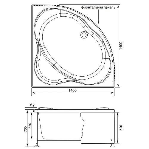 Акриловая ванна Aquanet Palau 140x140 00204021 Акриловая ванна Aquanet Palau 140x140 00204021