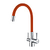 Картинка анонса товара «смеситель для кухни lemark comfort lm3075c-orange с гибким изливом, с подключением к фильтру, хром/оранжевый»