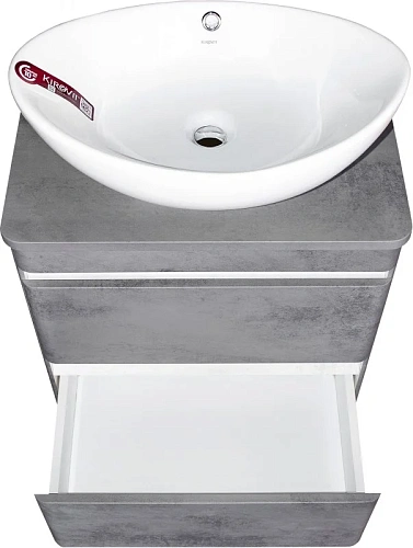 Тумба под раковину Style Line Атлантика 60, Люкс бетон темный, (2 ящ.), со столешницей, PLUS СС-00002279 Тумба под раковину Style Line Атлантика 60, Люкс бетон темный, (2 ящ.), со столешницей, PLUS СС-00002279