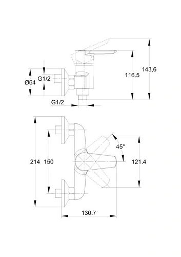 Смеситель для душа Cersanit VERO (A63062) однорычажный 63062 Смеситель для душа Cersanit VERO (A63062) однорычажный 63062