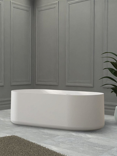 Ванна отдельностоящая ABBER AS9607 170x75 универсальная, белая матовая, искусственный камень Ванна отдельностоящая ABBER AS9607 170x75 универсальная, белая матовая, искусственный камень