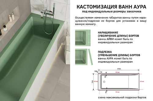 Ванна из искусственного камня Fontana Аура 1700x700 ФР-00018619 Solid Surface белый матовый Ванна из искусственного камня Fontana Аура 1700x700 ФР-00018619 Solid Surface белый матовый