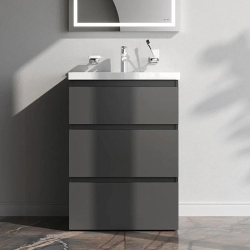 Тумба под раковину AM.PM Gem S M91FSX0602GM S, напольная, 60 см, графит матовый Тумба под раковину AM.PM Gem S M91FSX0602GM S, напольная, 60 см, графит матовый