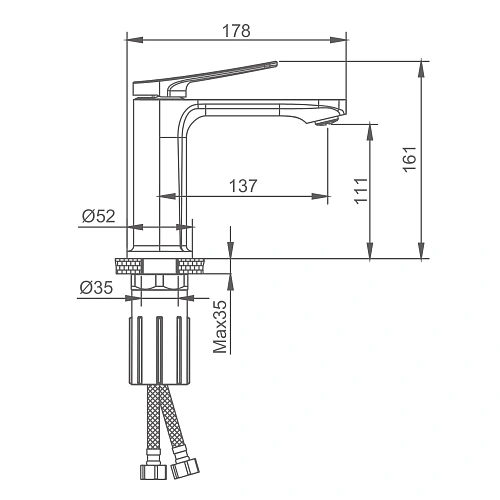 Смеситель для раковины Splenka S40.10.07, серый Смеситель для раковины Splenka S40.10.07, серый